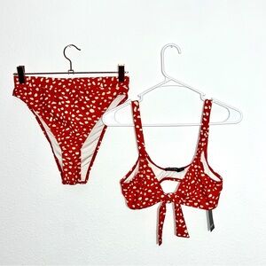 NWT Nasty Gal High Waist 2 Pcs Bikini Terracotta Polka Dot sz 6